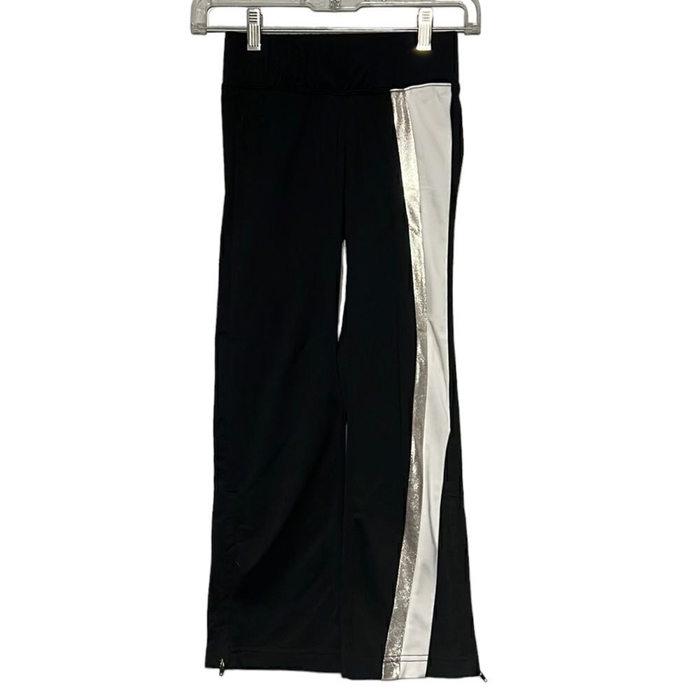 Augusta Sportswear Pants Girl’s Small Black Silver Stripe Aurora Flair Zippered